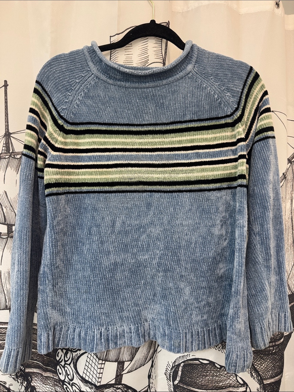 Carolyn Taylor Light Blue Striped Crewneck Sweater